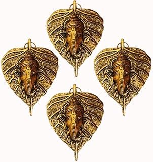 Ganesh Wall Hanging (Pack Of 4) Wedding Gift Anniversary Housewarming Corporate Gifts Baby Shower Return Gifts (Gold coated), Metal